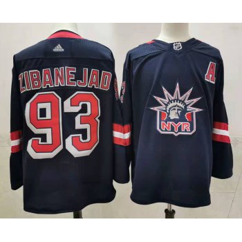 Men's New York Rangers #93 Mika Zibanejad Navy Blue Adidas 2020-21 Stitched NHL Jersey