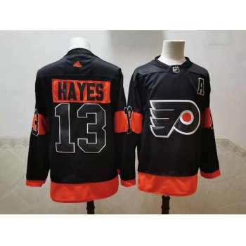 Men's Philadelphia Flyers #13 Kevin Hayes Black Adidas 2020-21 Stitched NHL Jersey