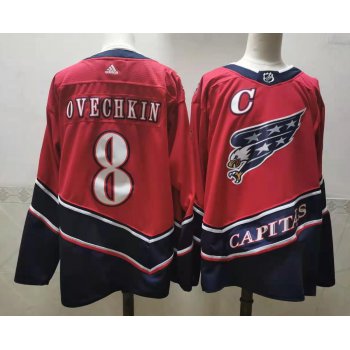 Men's Washington Capitals #8 Alex Ovechkin Red 2021 Retro Stitched NHL Jersey