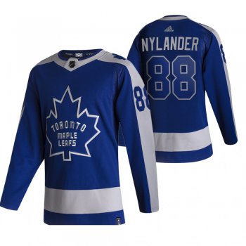 Toronto Maple Leafs #88 William Nylander Blue Men's Adidas 2020-21 Reverse Retro Alternate NHL Jersey