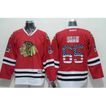 Chicago Blackhawks #65 Andrew Shaw USA Flag Fashion Red Jersey