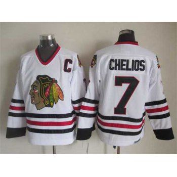 Chicago Blackhawks #7 Chris Chelios White CCM Vintage Throwback Jersey