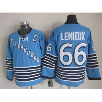 Men's Pittsburgh Penguins #66 Mario Lemieux 1967-68 Light Blue CCM Vintage Throwback Jersey