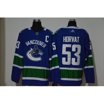 Men's Vancouver Canucks #53 Bo Horvat Blue With C Patch Adidas Stitched NHL Jersey