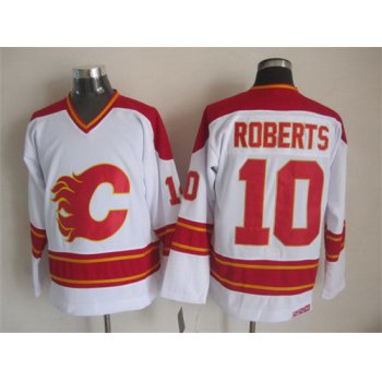 Calgary Flames #10 Gary Roberts White Throwback CCM Jersey