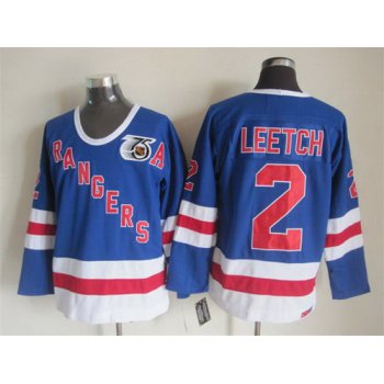 New York Rangers #2 Brian Leetch Light Blue 75TH Throwback CCM Jersey
