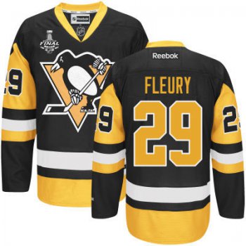 Youth Pittsburgh Penguins #29 Marc-Andre Fleury Black With Gold 2017 Stanley Cup NHL Finals Patch Jersey