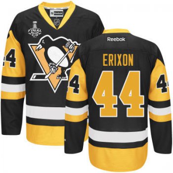 Youth Pittsburgh Penguins #44 Tim Erixon Black With Gold 2017 Stanley Cup NHL Finals Patch Jersey