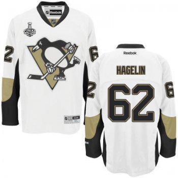 Youth Pittsburgh Penguins #62 Carl Hagelin White Away 2017 Stanley Cup NHL Finals Patch Jersey