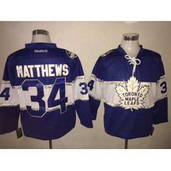 Maple Leafs 34 Auston Matthews Blue 2017 Centennial Classic Reebok Jersey