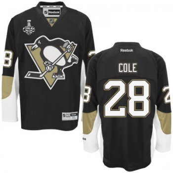 Men's Pittsburgh Penguins #28 Ian Cole Black Team Color 2017 Stanley Cup NHL Finals Patch Jersey