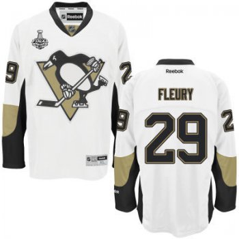 Men's Pittsburgh Penguins #29 Marc-Andre Fleury White Road 2017 Stanley Cup NHL Finals Patch Jersey