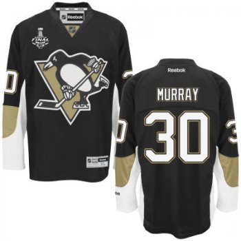 Men's Pittsburgh Penguins #30 Matt Murray Black Team Color 2017 Stanley Cup NHL Finals Patch Jersey