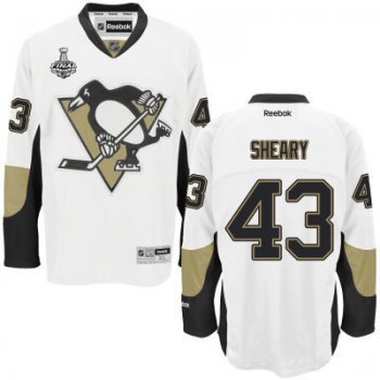 Men's Pittsburgh Penguins #43 Conor Sheary White Road 2017 Stanley Cup NHL Finals Patch Jersey