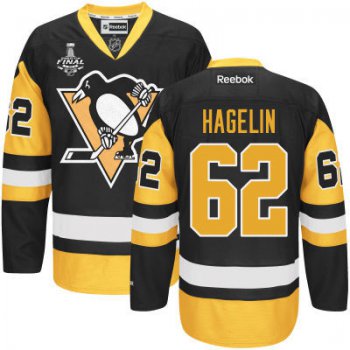 Men's Pittsburgh Penguins #62 Carl Hagelin Black Third 2017 Stanley Cup NHL Finals Patch Jersey