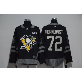 Men's Pittsburgh Penguins #72 Patric Hornqvist Black 100th Anniversary Stitched NHL 2017 adidas Hockey Jersey