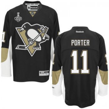 Youth Pittsburgh Penguins #11 Kevin Porter Black Home 2017 Stanley Cup NHL Finals Patch Jersey