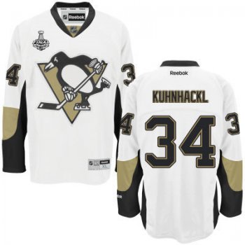 Youth Pittsburgh Penguins #34 Tom Kuhnhackl White Away 2017 Stanley Cup NHL Finals Patch Jersey