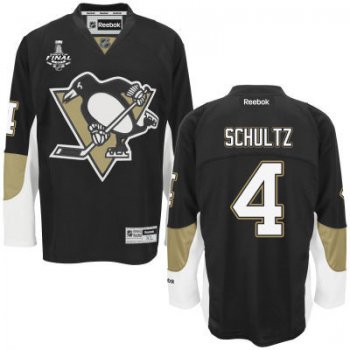 Youth Pittsburgh Penguins #4 Justin Schultz Black Home 2017 Stanley Cup NHL Finals Patch Jersey