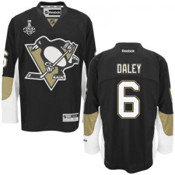 Youth Pittsburgh Penguins #6 Trevor Daley Black Home 2017 Stanley Cup NHL Finals Patch Jersey