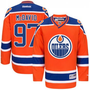 Men's Edmonton Oilers #91 Connor McDavid Reebok Orange Alternate Premier Jersey