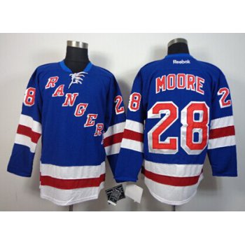 New York Rangers #28 Dominic Moore Light Blue Jersey