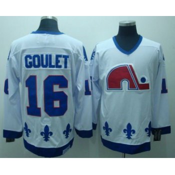 Quebec Nordiques #16 Michel Goulet White Throwback CCM Jersey