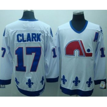 Quebec Nordiques #17 Wendel Clark White Throwback CCM Jersey