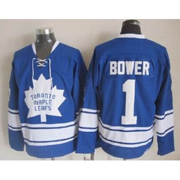 Toronto Maple Leafs #1 Johnny Bower Blue Third Throwback CCM Jersey
