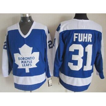 Toronto Maple Leafs #31 Grant Fuhr Blue With White Throwback CCM Jersey