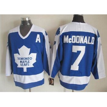 Toronto Maple Leafs #7 Lanny McDonald Blue With White Throwback CCM Jersey