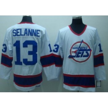 Winnipeg Jets #13 Teemu Selanne White Throwback CCM Jersey