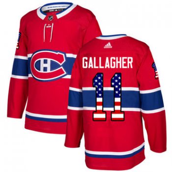 Adidas Canadiens #11 Brendan Gallagher Red Home Authentic USA Flag Stitched NHL Jersey