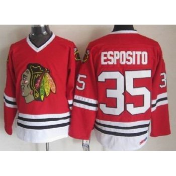 Chicago Blackhawks #35 Tony Esposito Red Throwback CCM Jersey