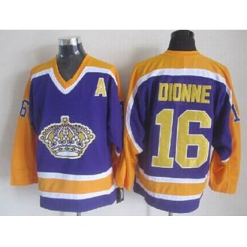 Los Angeles Kings #16 Marcel Dionne Purple With Yellow Throwback CCM Jersey