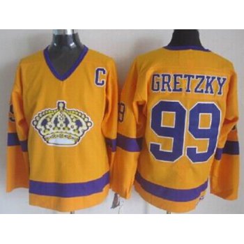 Los Angeles Kings #99 Wayne Gretzky Yellow Throwback CCM Jersey