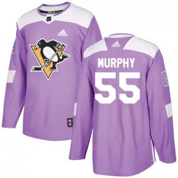 Adidas Penguins #55 Larry Murphy Purple Authentic Fights Cancer Stitched NHL Jersey
