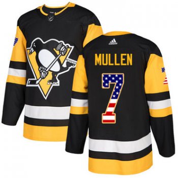 Adidas Penguins #7 Joe Mullen Black Home Authentic USA Flag Stitched NHL Jersey