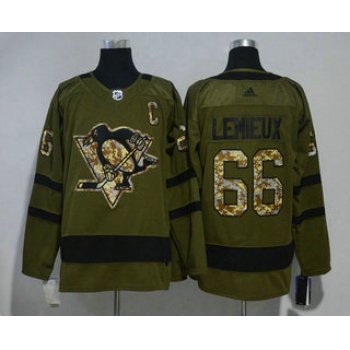 Men's Pittsburgh Penguins #66 Mario Lemieux Green Salute to Service 2017-2018 Hockey Stitched NHL Jersey