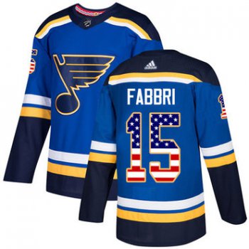 Adidas Blues #15 Robby Fabbri Blue Home Authentic USA Flag Stitched NHL Jersey