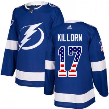 Adidas Lightning #17 Alex Killorn Blue Home Authentic USA Flag Stitched NHL Jersey