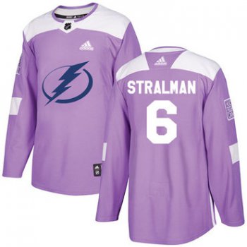 Adidas Lightning #6 Anton Stralman Purple Authentic Fights Cancer Stitched NHL Jersey