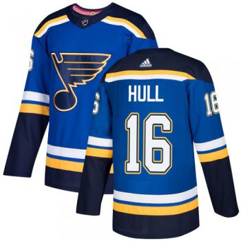 Men's Adidas St. Louis Blues #16 Brett Hull Blue Home Authentic Stitched NHL Jersey