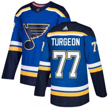 Men's Adidas St. Louis Blues #77 Pierre Turgeon Blue Home Authentic Stitched NHL Jersey