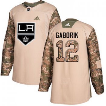 Adidas Kings #12 Marian Gaborik Camo Authentic 2017 Veterans Day Stitched NHL Jersey