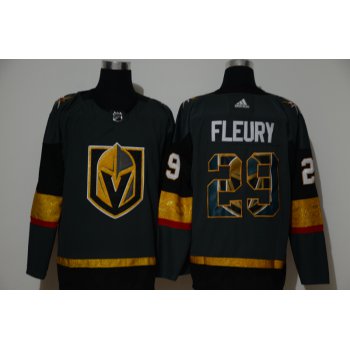 Men's Vegas Golden Knights #29 Marc-Andre Fleury Gray With Team Logo Adidas Stitched NHL Jersey