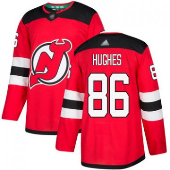 Devils #86 Jack Hughes Red Home Authentic Stitched Hockey Jersey