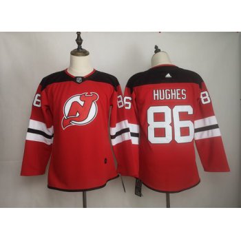 Men's New Jersey Devils 86 Jack Hughes Red Women Adidas Jersey