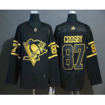 Men's Pittsburgh Penguins #87 Sidney Crosby Black Golden Adidas Stitched NHL Jersey