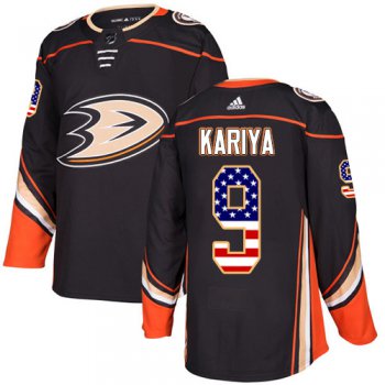 Adidas Ducks #9 Paul Kariya Black Home Authentic USA Flag Stitched NHL Jersey